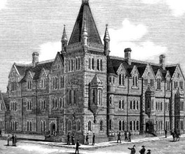 Engraving of the Working Man's College, Melbourne. Engraving of the Working Man's College, Melbourne.