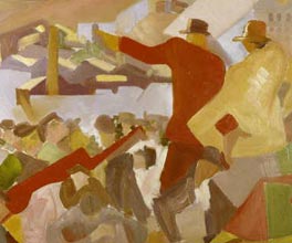 Painting showing a trade union meeting on the banks of the Yarra River. Painting showing a trade union meeting on the banks of the Yarra River.