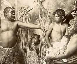 Staged portrait of an Aboriginal Australian family dressed in tradtional attire. Staged portrait of an Aboriginal Australian family dressed in tradtional attire.