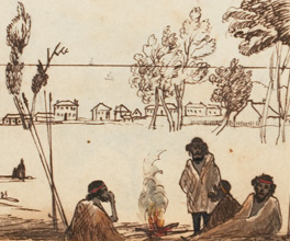 Pen sketch of Melbourne from the north. Pen sketch of Melbourne from the north.