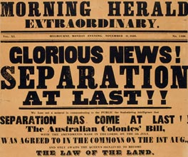 Poster announcing and celebrating Port Phillip's separation. Poster announcing and celebrating Port Phillip's separation.
