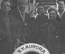 Captain John King Davis on board the Aurora, with the rescued members of Shackleton's crew. Captain John King Davis on board the Aurora, with the rescued members of Shackleton's crew.