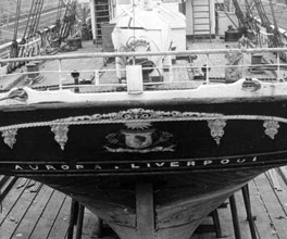 Photograph of the Aurora at drydock.