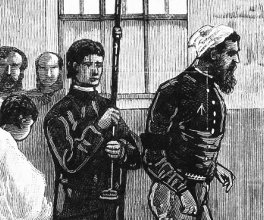 Engraving of Ned approaching the gallows. Engraving of Ned approaching the gallows.