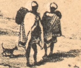 Engraving of the Ophir goldfields, featuring local Indigenous people.