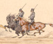 Drawing of a gold convoy and escort heading form the goldfields to Melbourne. Drawing of a gold convoy and escort heading form the goldfields to Melbourne.