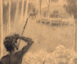 Painting depicting the arrival of Europeans. Painting depicting the arrival of Europeans.