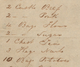 Cargo list for the first trip to Portland with the Henty family. Cargo list for the first trip to Portland with the Henty family.