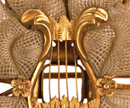 Brooch made in memory of Anne Drysdale, containing locks of her hair.