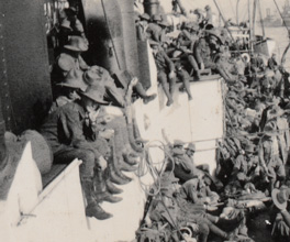 Photograph of a troop ship, 1915. Photograph of a troop ship, 1915.